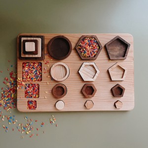 Ahşap Geometrik Şekiller Puzzle ve Aktarma Çalışmaları Seti