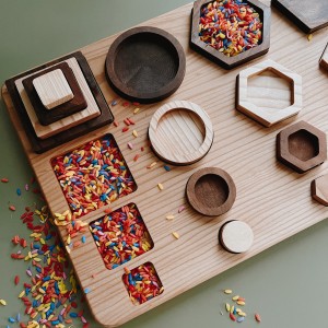 Ahşap Geometrik Şekiller Puzzle ve Aktarma Çalışmaları Seti