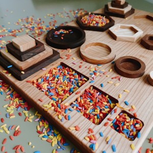 Ahşap Geometrik Şekiller Puzzle ve Aktarma Çalışmaları Seti