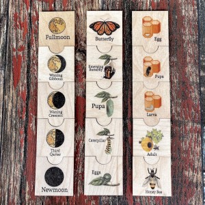 Ahşap Ay,Arı,Kelebek Döngü Puzzle Set