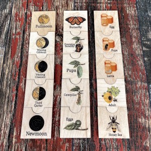 Ahşap Ay,Arı,Kelebek Döngü Puzzle Set