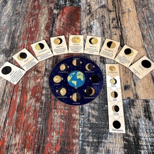Ahşap Ay Döngüsü Kart ve Puzzle Set